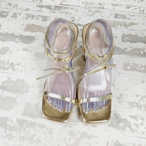 New BP Netta Platform Gold Metallic Strappy Sandals H843 - Picture 4 of 13